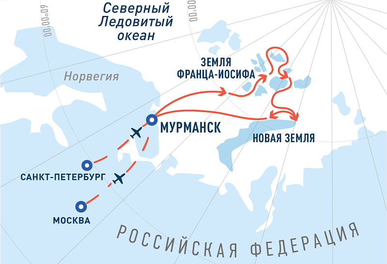Карта маршрута Земля Франца-Иосифа